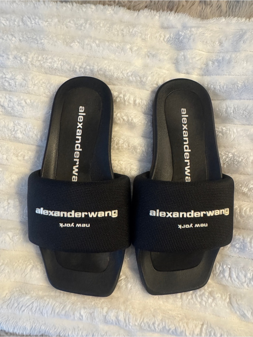 Alexander Wang Black Slide Sandals with White Logo